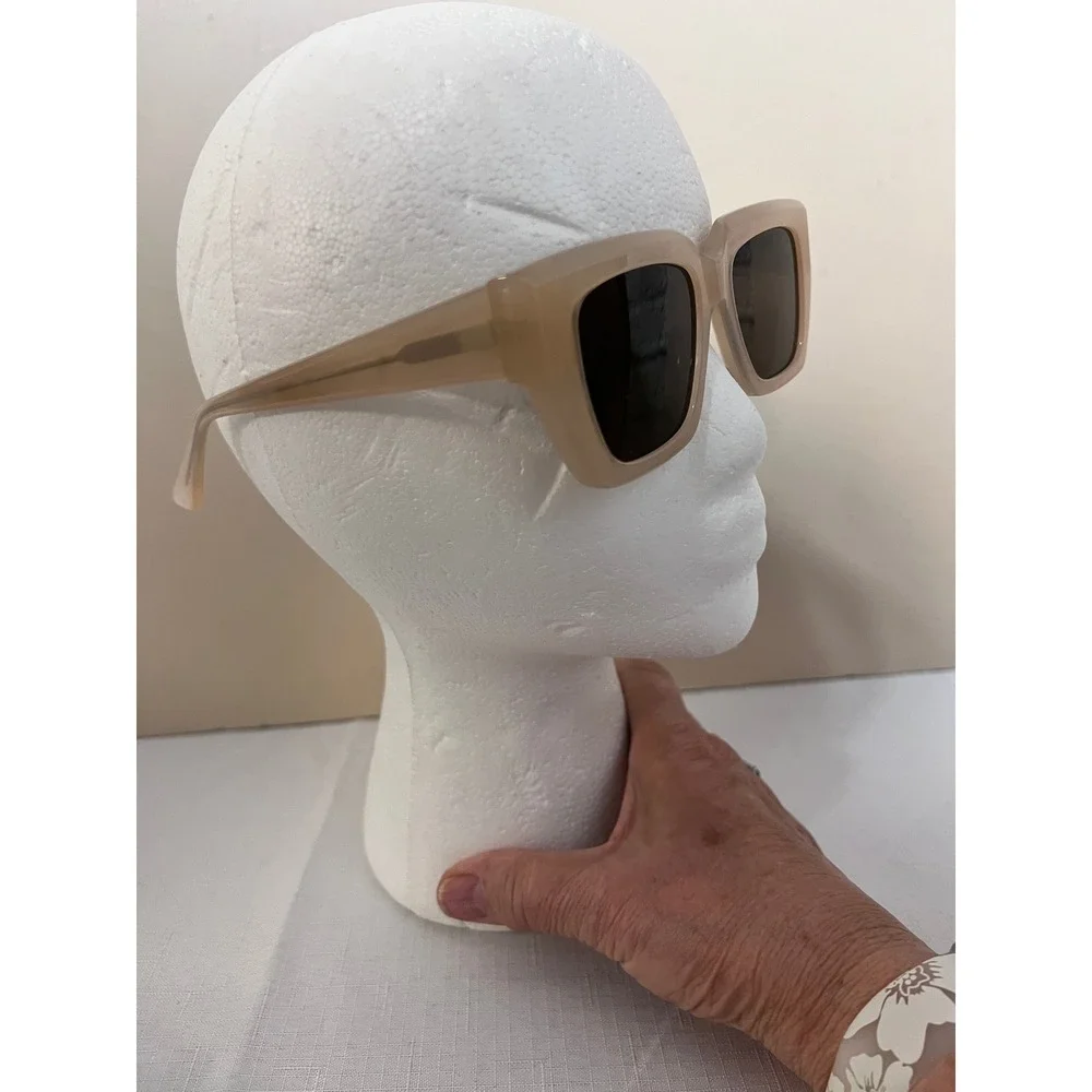 AQS Sunglasses Women Tan Excellent Oversized Square Acetate JL2 53-19-145